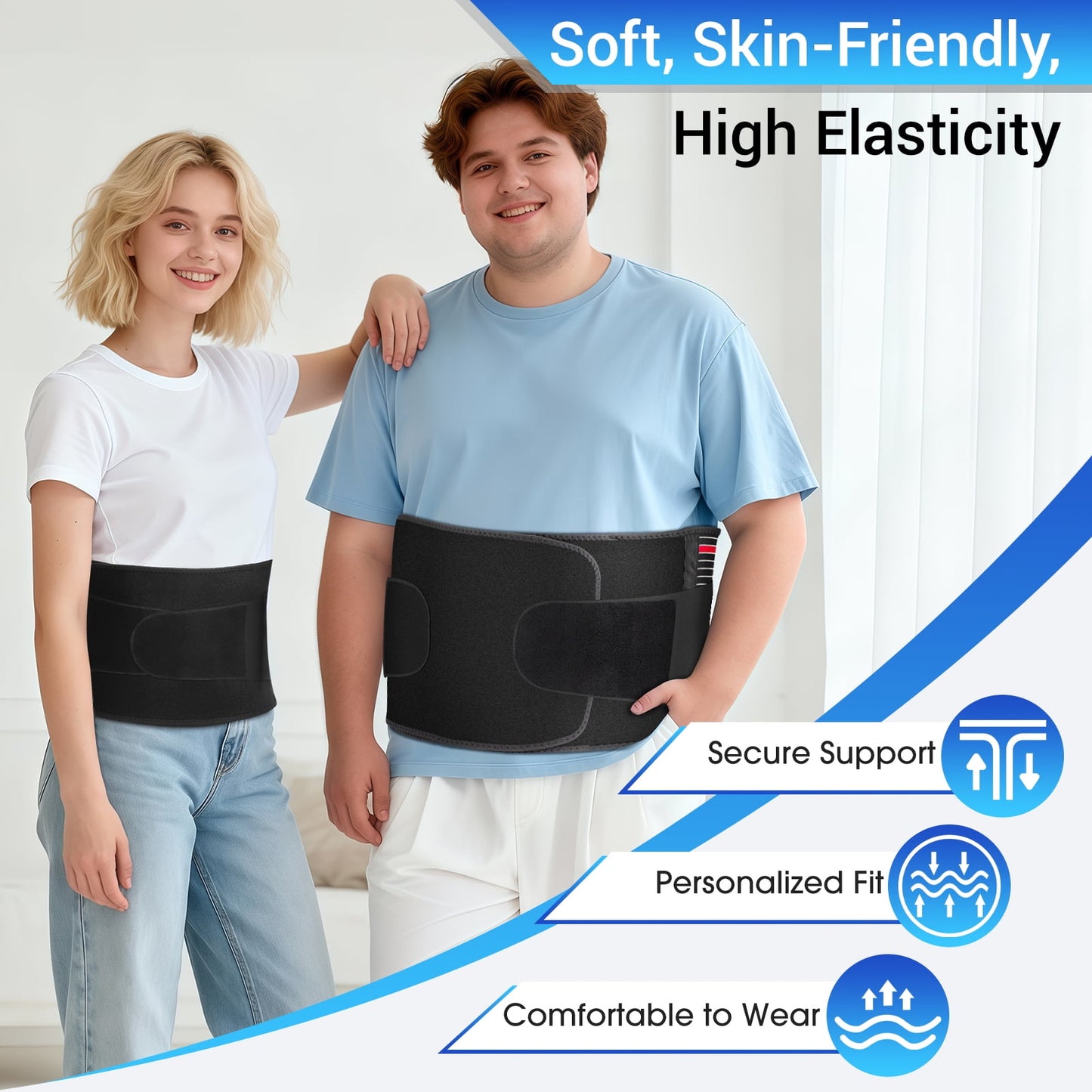 DREAMSOME Umbilical Hernia Belt for Men and Women, Abdominal Binder with 2 Compression Pads, Adjustable Front-Wear Hernia Support Pad Back Brace for Single Double Inguinal Sports Hernia, Skin-Friendly