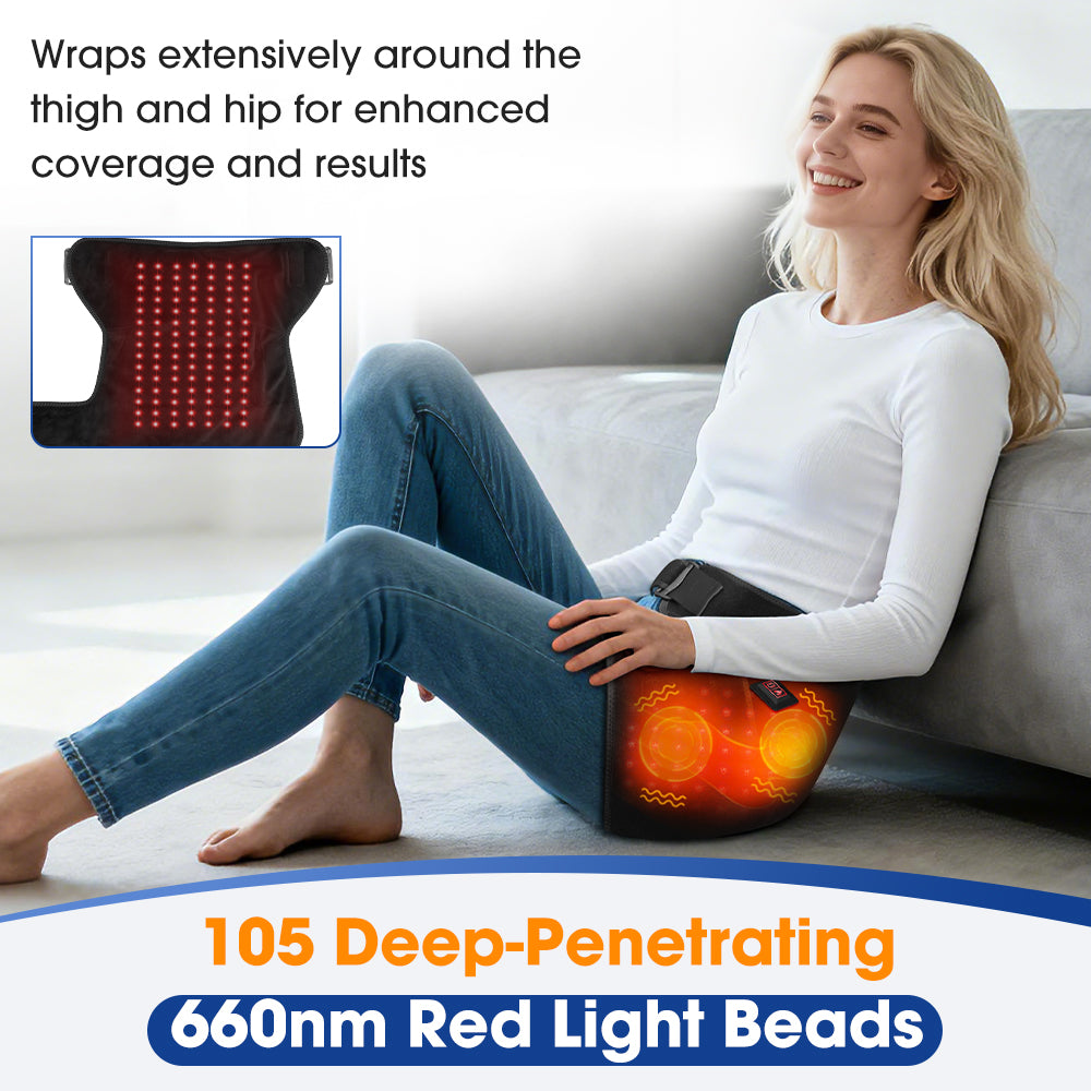 DREAMSOME Red Light Hip Heating Pad, Electric Tigh Hip Pads with 105 660nm LEDs, 3 Heat Hip Brace, Large Heating Pad for Back Hip Thigh legs, Gift for Family Seniors