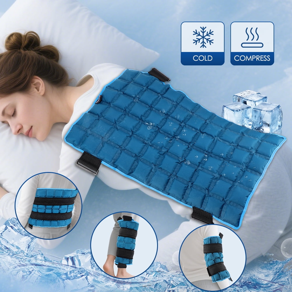 Full Back Ice Pack, Reusable Large Gel Ice Wrap for Back Relief, Ice Gel Pack with 2 Rejustable Straps, 13”x 22”Cold Compress Gel Cold Pack for Full Body, Knee, Hip Leg - Blue