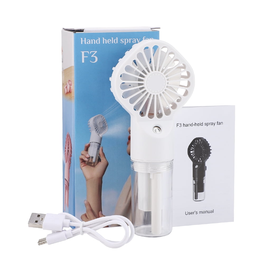 Misting Fan Portable Handheld Fan, 800 mAh Hand Held Mist Fan Rechargeable, 4 Speed Small Mister Fan for Men Women Travel Home Outdoor, White