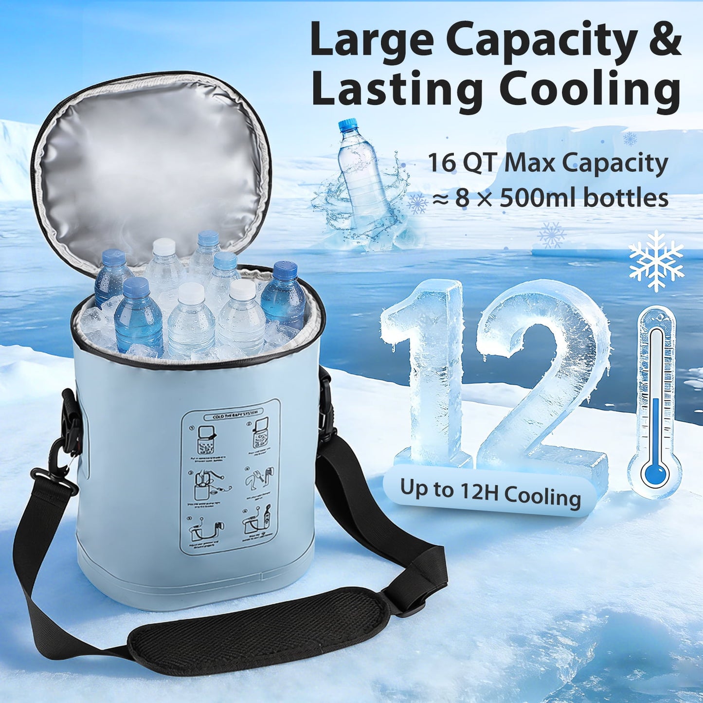 Cold Therapy Machine for Knee Shoulder Hip Ankle, Ice Therapy Machine Circulation System, Ice Machine After Surgery Recovery with Timer & Flow Control, Joint Cooling Support, 15QT