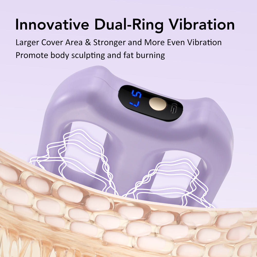 DREAMSOME Vibration Plate, 5 Intensity 3 Modes Full-Body Fascia Ring, Cordless Abdominal Massager Dual-Ring Vibration Belt for Belly, Back, Legs, Waist, Gift for Women