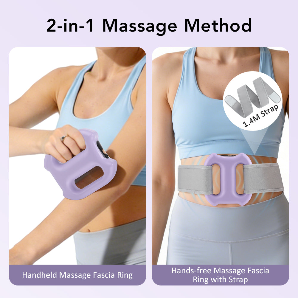 DREAMSOME Vibration Plate, 5 Intensity 3 Modes Full-Body Fascia Ring, Cordless Abdominal Massager Dual-Ring Vibration Belt for Belly, Back, Legs, Waist, Gift for Women