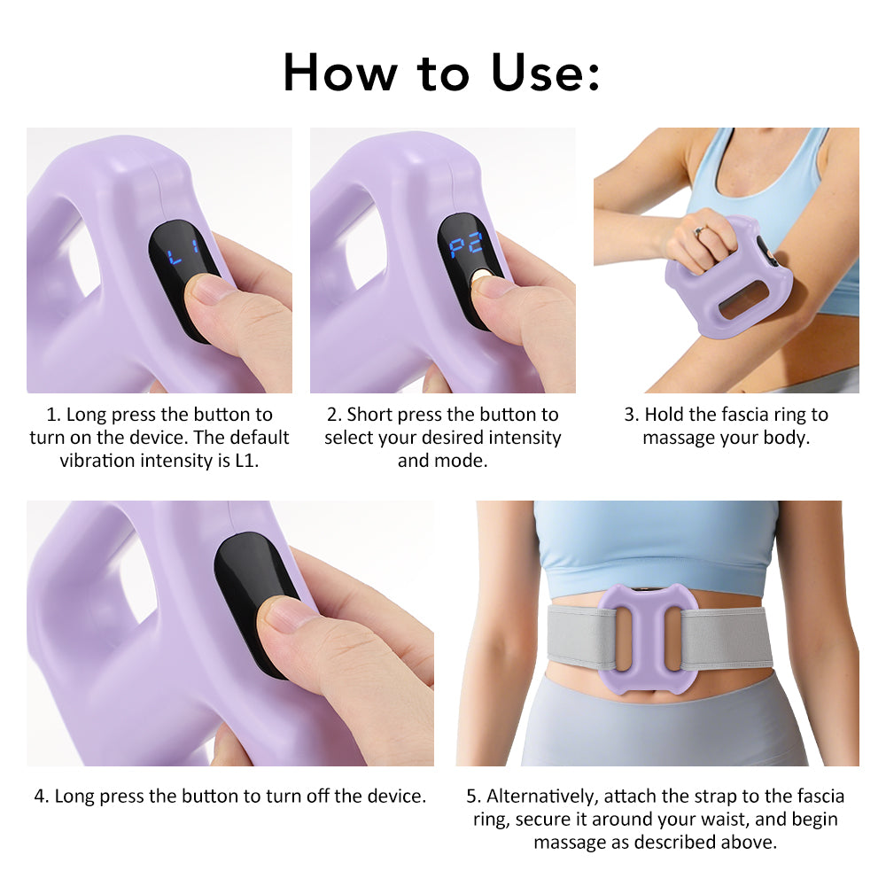 DREAMSOME Vibration Plate, 5 Intensity 3 Modes Full-Body Fascia Ring, Cordless Abdominal Massager Dual-Ring Vibration Belt for Belly, Back, Legs, Waist, Gift for Women