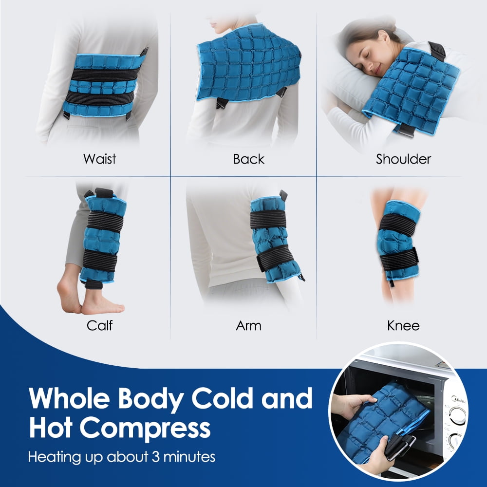 Full Back Ice Pack, Reusable Large Gel Ice Wrap for Back Relief, Ice Gel Pack with 2 Rejustable Straps, 13”x 22”Cold Compress Gel Cold Pack for Full Body, Knee, Hip Leg - Blue