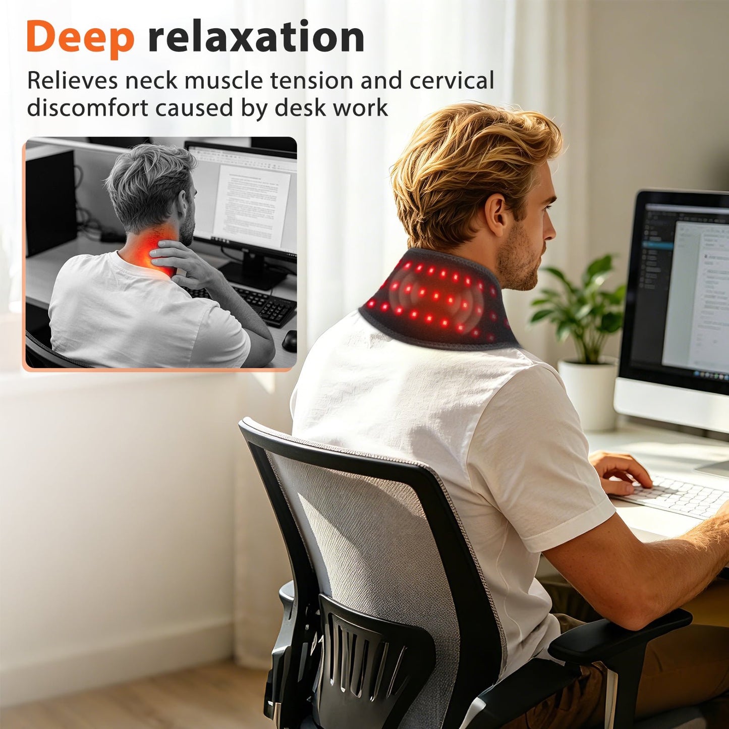Cordless Neck Heating Pad, Heated Neck Massager with Heat Vibration Massage for Neck Relief, 3000mAh Battery Heating Pad for Neck, Ideal for Shoulders, Lower Back, Legs, and Arms