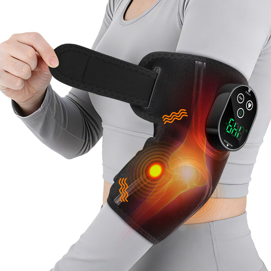 Cordless Elbow Heating Pad for Elbow Relief, Heated Massage Elbow Brace with 3000mAh Battery, 5 Heat Levels and 3 Vibration, Heating Pad for Joint Arm Relief