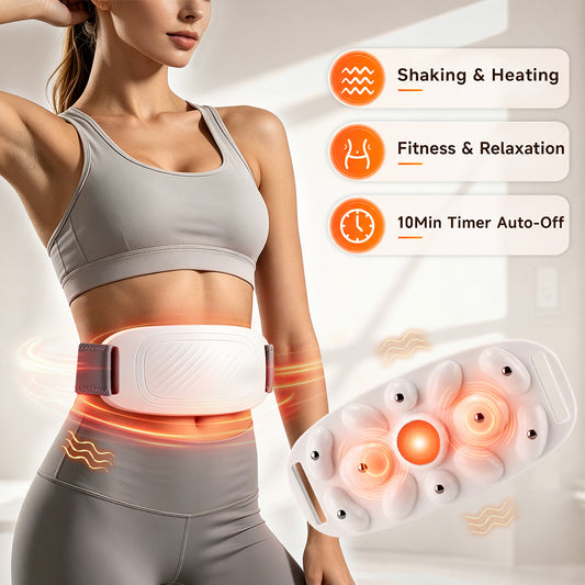 DREAMSOME Electric Abdominal Massager with Heat, 9 Intensity & 6 Modes, Cordless Belly Waist Heating Pad, Body Relaxation Massager for Bloating Flattening Belly Home Use