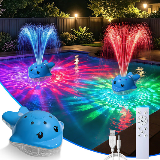 DREAMSOME Rechargeable Pool Lights with Fountain Spray, 12 Colors, 3 Spray Modes, Waterproof Floating Pool Light with Remote & Timer for Pool, Spa, Backyard Party, 4400mAh