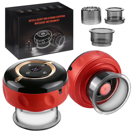 QIUGUO Cupping Massager, Smart Red Light Cupping Set with Remote, 12 Suction & 12 Heat Levels, Cordless Electric Cupping Device for Back & Body Relief