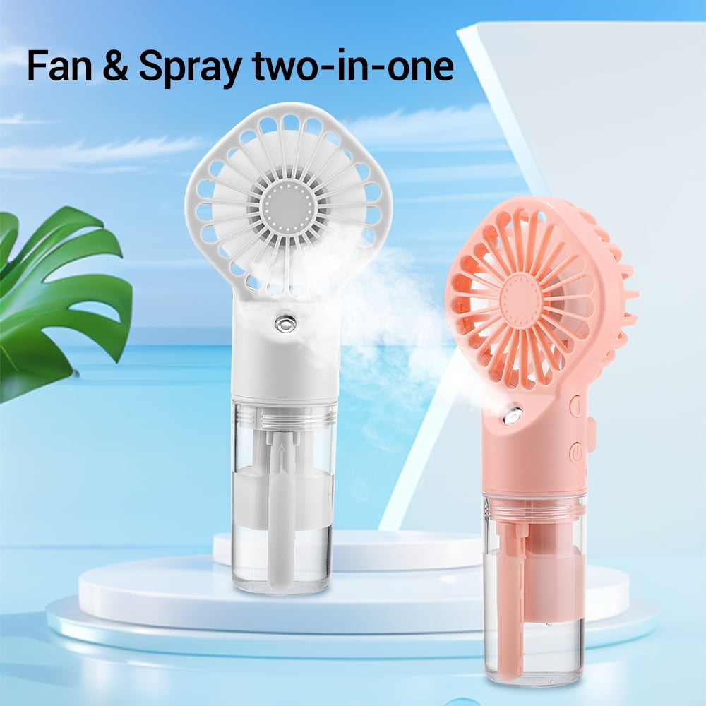 Misting Fan Portable Handheld Fan, 800 mAh Hand Held Mist Fan Rechargeable, 4 Speed Small Mister Fan for Men Women Travel Home Outdoor, White