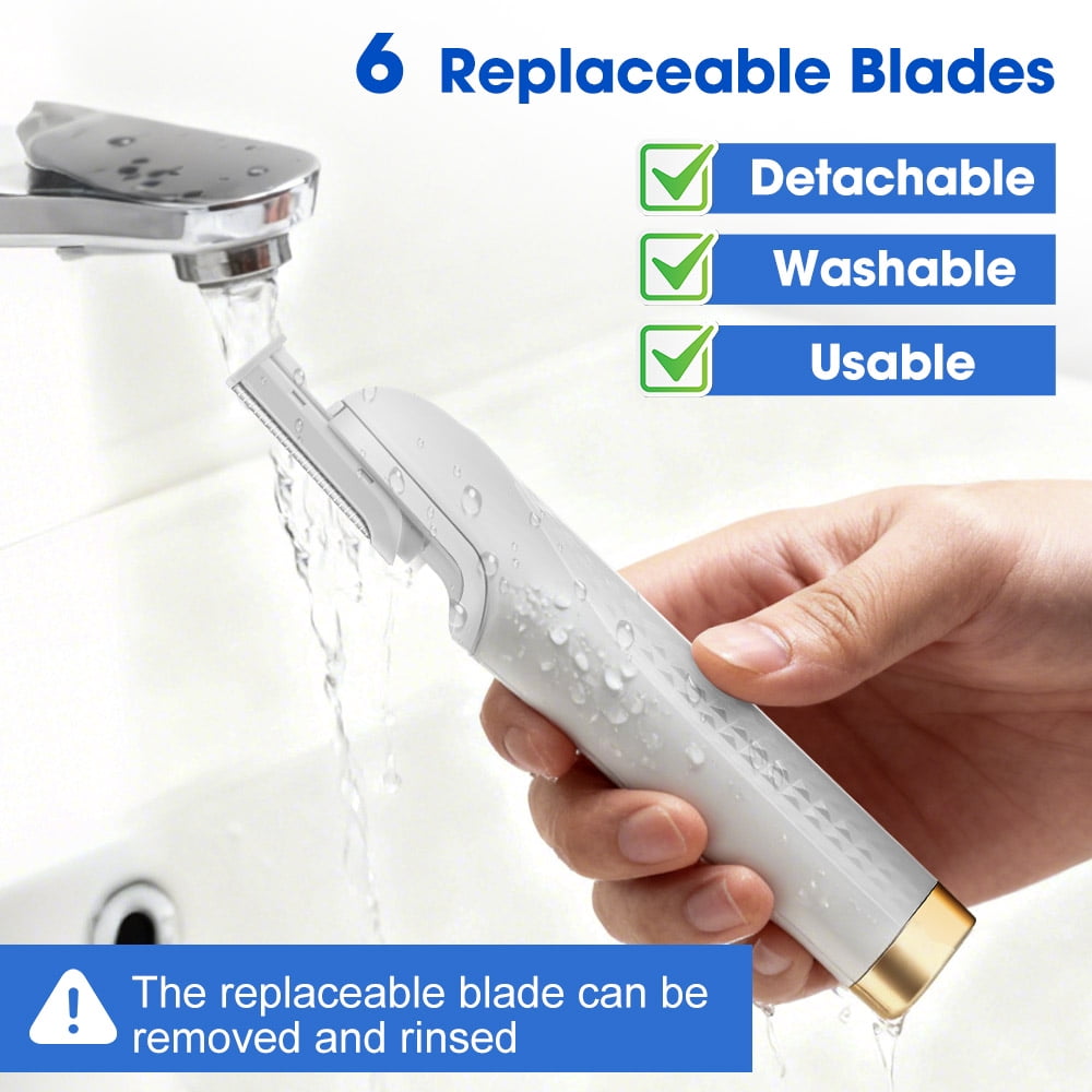 Sonic Dermaplaning Tool for Face, Rechargeable Sonic Dermaplane Razor with 6 Refill Blades, Three-Speed Facial Hair & Peach Fuzz Remover for Women (White)