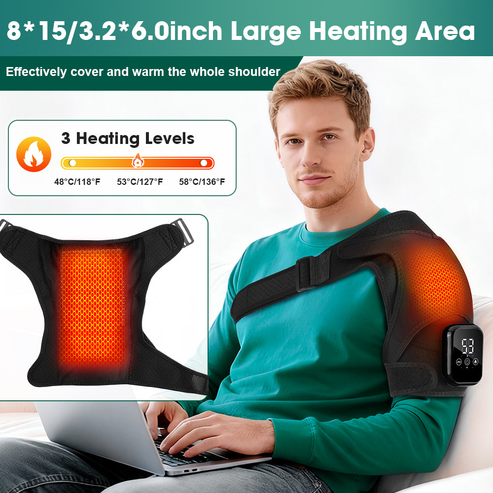 DREAMSOME Cordless Shoulder Massager with Heat, 3 Heat 3 Massage Shoulder Brace, Heated Shoulder Wrap for Shoulder Fatigue Relief, Left and Right Shoulder Heating Pad