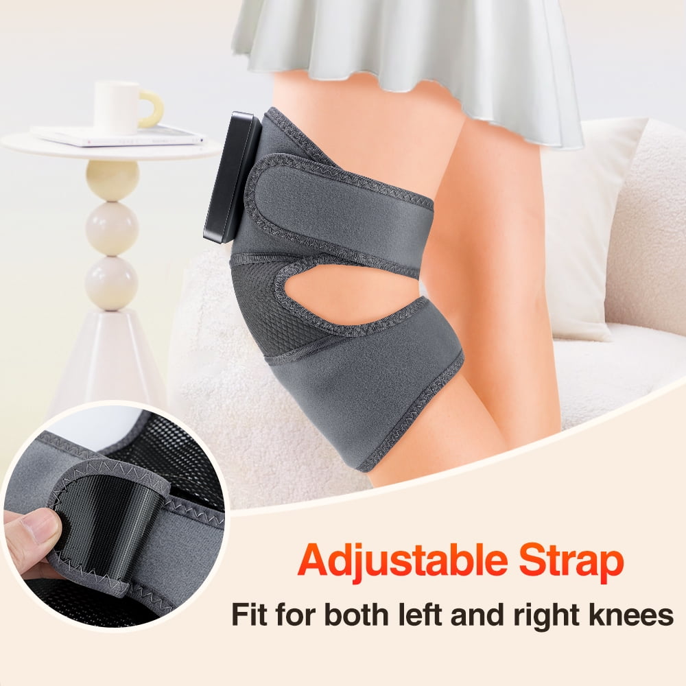 Cordless Knee Massager with Heat, Heated Knee Brace Wrap Warmers, Knee Heating Pad for Knee Relax, 5 Heating Levels, 3 Massage Modes, 30 Min Timer, Gifts for Women Men Mom Dad