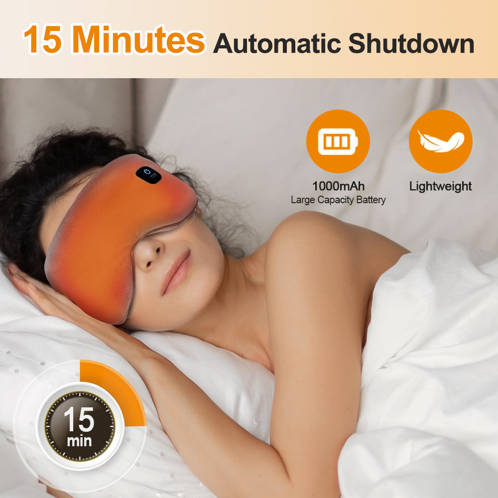 DREAMSOME Heated Eye Mask, Sleep Mask with 3 Heat Levels, Cordless Eye Massager Warm Eye Compress, Washable Sleep Eye Mask for Travel Home Use, Grey