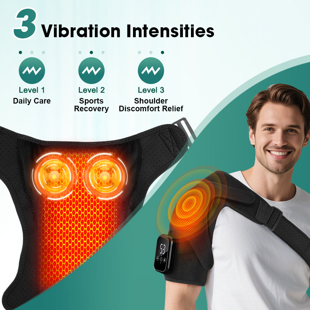 DREAMSOME Cordless Shoulder Massager with Heat, 3 Heat 3 Massage Shoulder Brace, Heated Shoulder Wrap for Shoulder Fatigue Relief, Left and Right Shoulder Heating Pad
