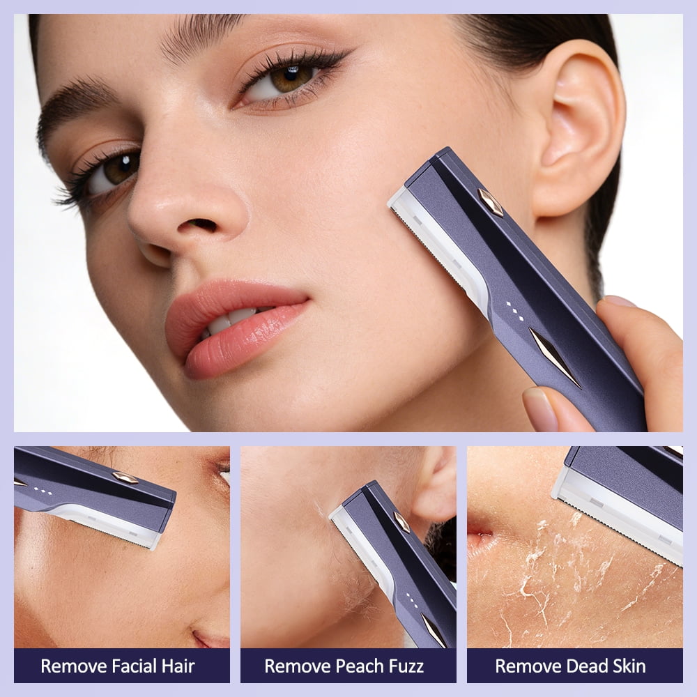Sonic Dermaplaning Tool for Women Face, Dermaplane Razor for Face, 3 Adjustable Speeds, Sonic Exfoliation & Peach Fuzz-Hair Removal System with 9 Dermaplaning, Perfect Gifts for Women