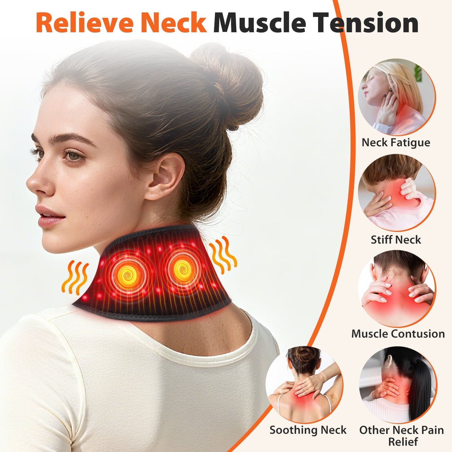 Cordless Neck Heating Pad, Heated Neck Massager with Heat Vibration Massage for Neck Relief, 3000mAh Battery Heating Pad for Neck, Ideal for Shoulders, Lower Back, Legs, and Arms