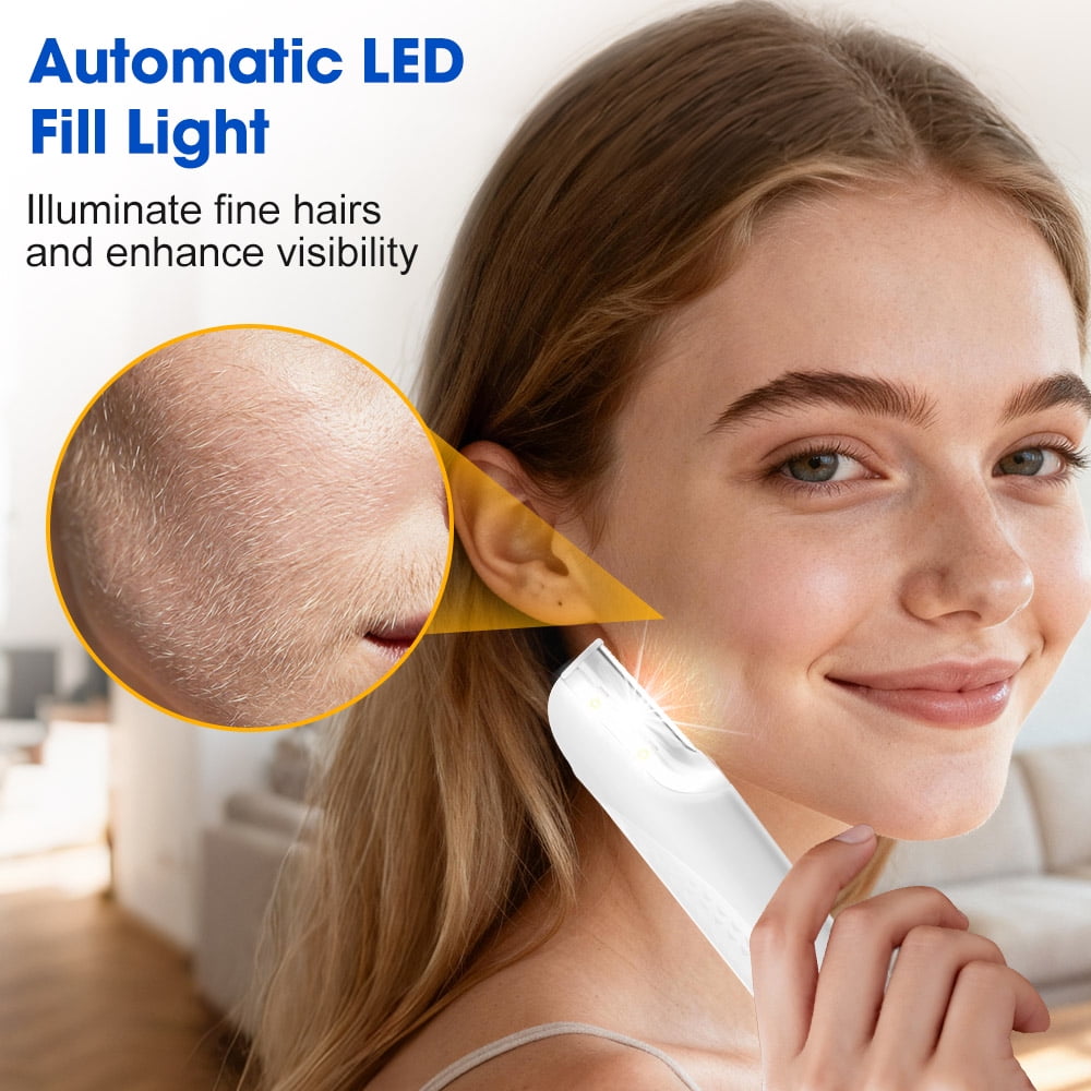 Sonic Dermaplaning Tool for Face, Rechargeable Sonic Dermaplane Razor with 6 Refill Blades, Three-Speed Facial Hair & Peach Fuzz Remover for Women (White)