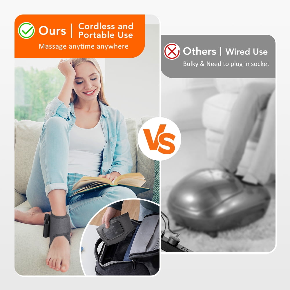 Ankle Massager for Relief, Ankle Heating Pad with 3 Heat & Vibration Settings, Foot Heating Pad with 2000mAh Rechargeable for Home Office Travel, 2pcs