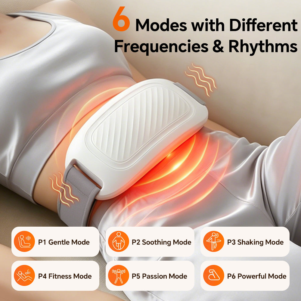 DREAMSOME Electric Abdominal Massager with Heat, 9 Intensity & 6 Modes, Cordless Belly Waist Heating Pad, Body Relaxation Massager for Bloating Flattening Belly Home Use