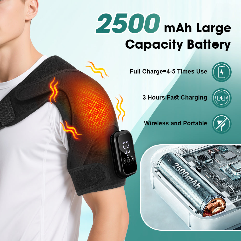 DREAMSOME Cordless Shoulder Massager with Heat, 3 Heat 3 Massage Shoulder Brace, Heated Shoulder Wrap for Shoulder Fatigue Relief, Left and Right Shoulder Heating Pad