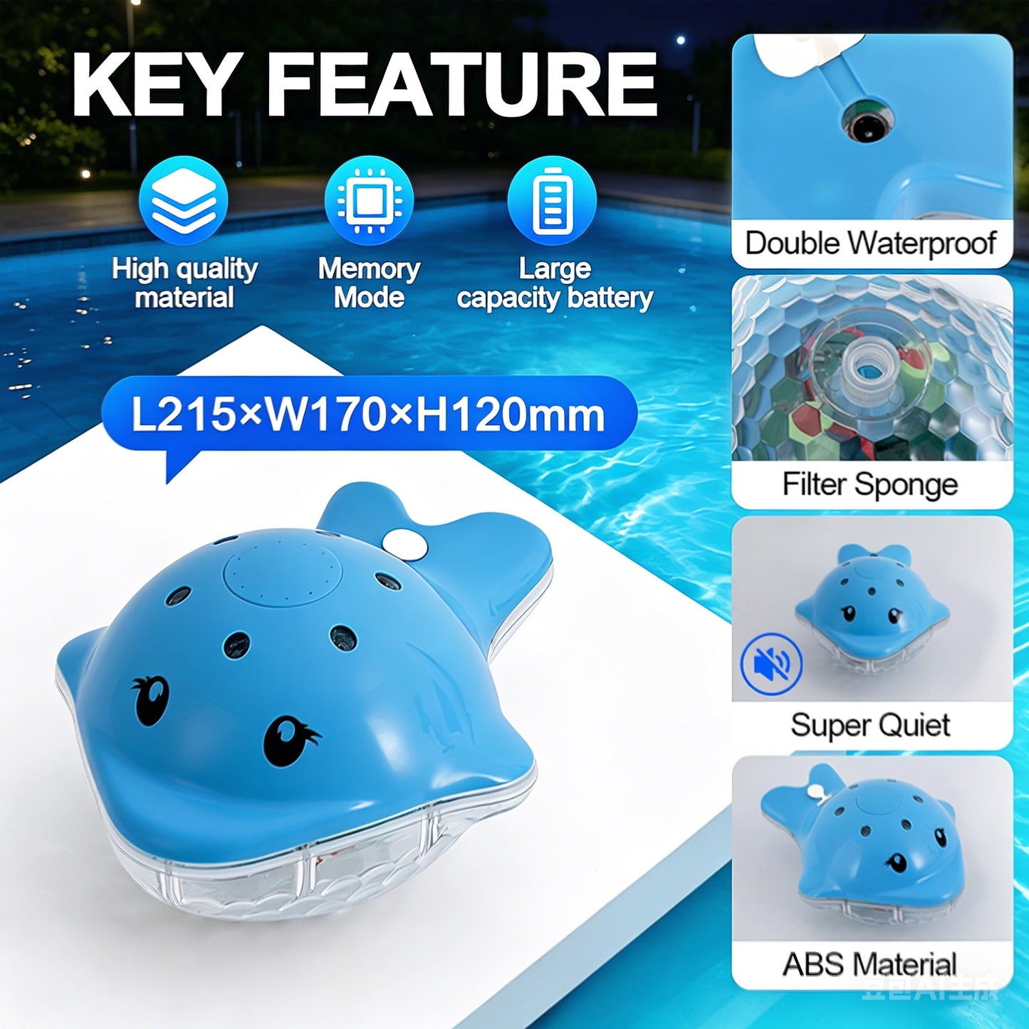 Floating Pool Fountain with LED Lights, Rechargeable Pool Fountain with Remote, 3 Spray Modes & 12 Color Light Show, Water Fountain for Inground & Above Ground Pool