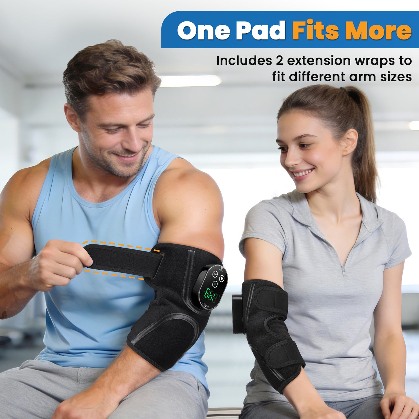 Cordless Elbow Heating Pad for Elbow Relief, Heated Massage Elbow Brace with 3000mAh Battery, 5 Heat Levels and 3 Vibration, Heating Pad for Joint Arm Relief