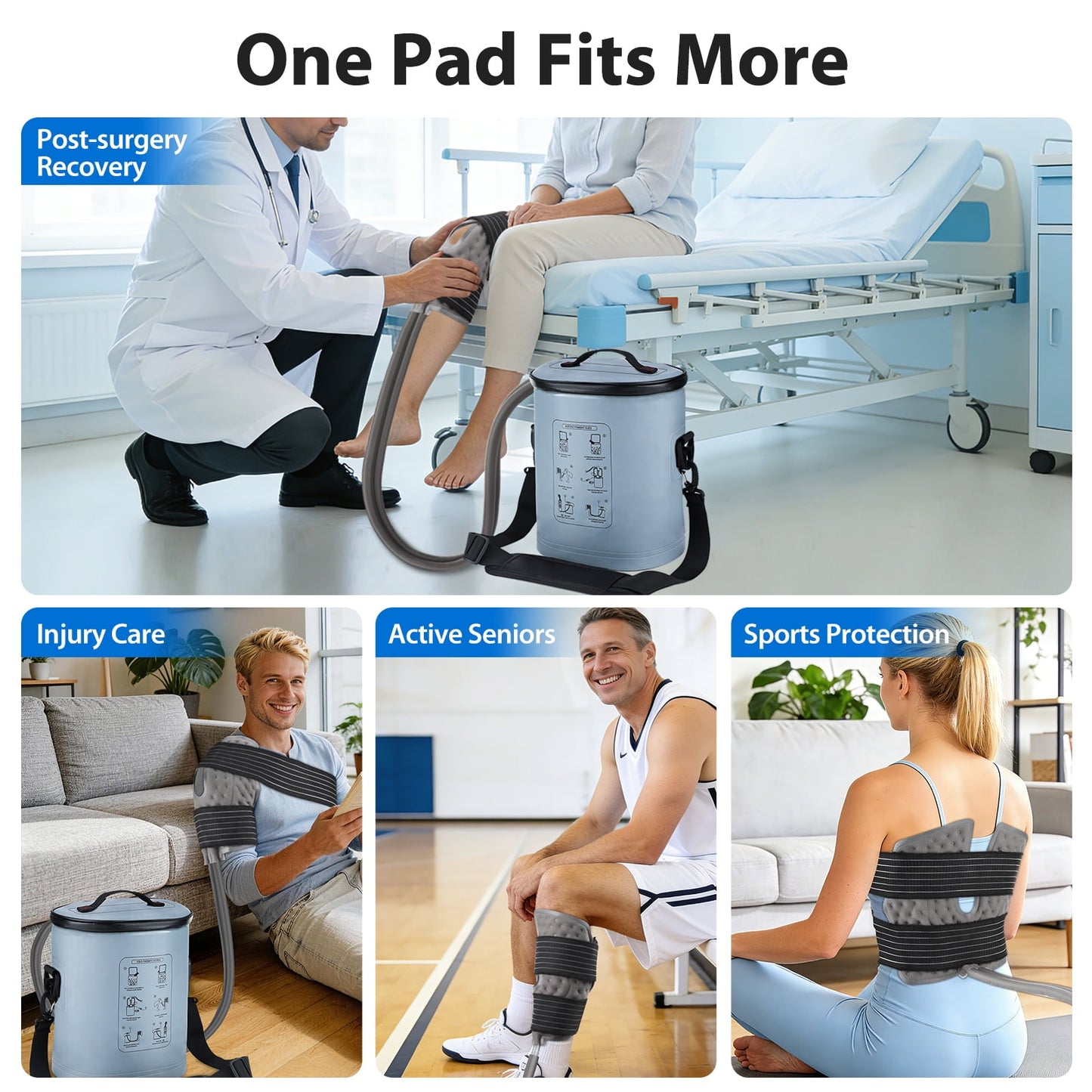 Cold Therapy Machine for Knee Shoulder Hip Ankle, Ice Therapy Machine Circulation System, Ice Machine After Surgery Recovery with Timer & Flow Control, Joint Cooling Support, 15QT