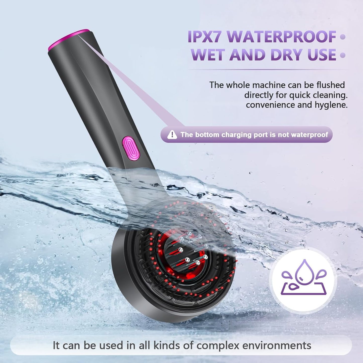 3 in 1 Electric Scalp Massager and Hair Oil Applicator, Scalp Massage Brush Oil Applicator Liquid Dispenser, IPX7 Waterproof, Hair Scrubber Scalp Massage Tool for Home and Travel Use