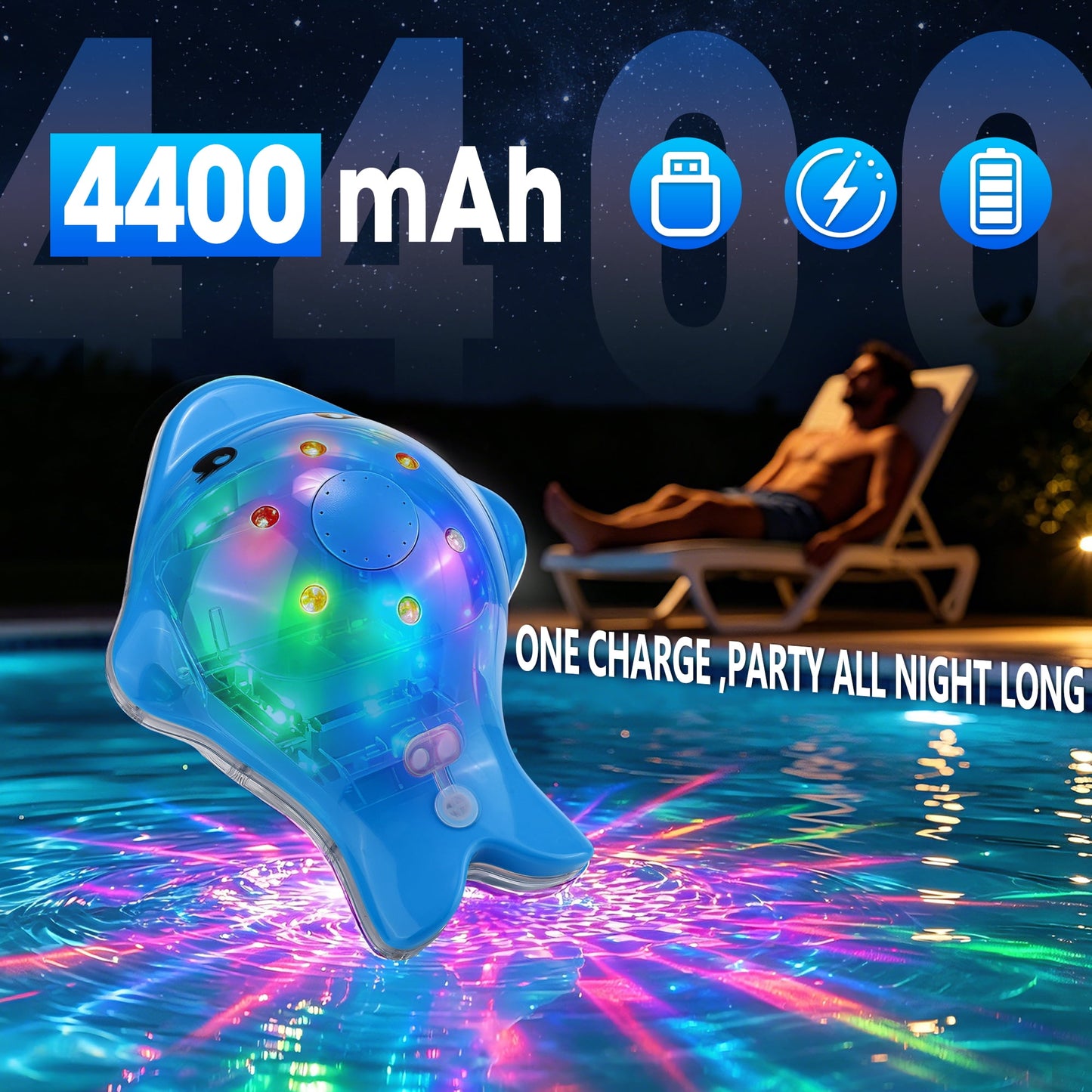 Floating Pool Fountain with LED Lights, Rechargeable Pool Fountain with Remote, 3 Spray Modes & 12 Color Light Show, Water Fountain for Inground & Above Ground Pool