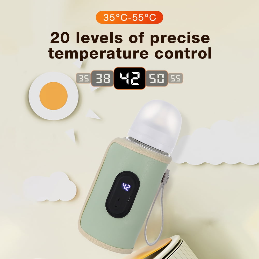 Portable Bottle Warmer, Travel Baby Bottle Warmer for Breastmilk, Leak-Proof, 20 Speeds Fast Heating, with Precise Temperature Control, Memory Function