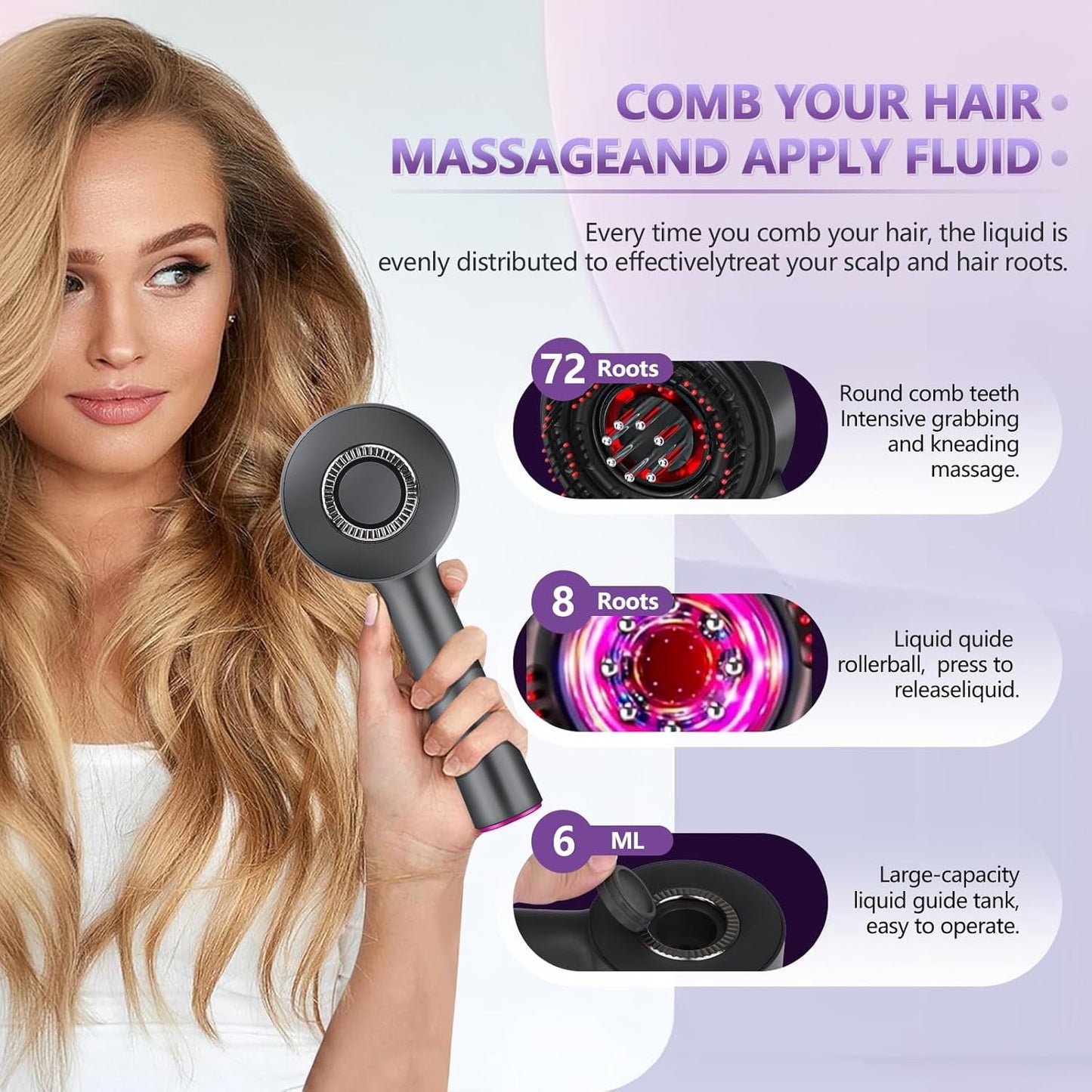 3 in 1 Electric Scalp Massager and Hair Oil Applicator, Scalp Massage Brush Oil Applicator Liquid Dispenser, IPX7 Waterproof, Hair Scrubber Scalp Massage Tool for Home and Travel Use