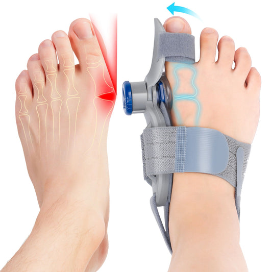 Bunion Corrector for Women Men Big Toe, Hallux Valgus Separator, Adjustable Knob Bunion Splint Straightener with Anti-slip Heel Strap and Silicone Pad for Relief, All-day and Left and Right