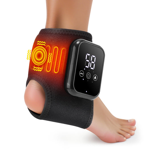 Cordless Ankle Massager with Heat, Ankle Heating Pad for Relief, Heated Foot Massager, 3 Heat and 3 Vibration, Ankle Brace Relax for Left and Right Feet