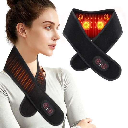 Cordless Neck Heating Pad, Heated Neck Massager with Heat Vibration Massage for Neck Relief, 3000mAh Battery Heating Pad for Neck, Ideal for Shoulders, Lower Back, Legs, and Arms