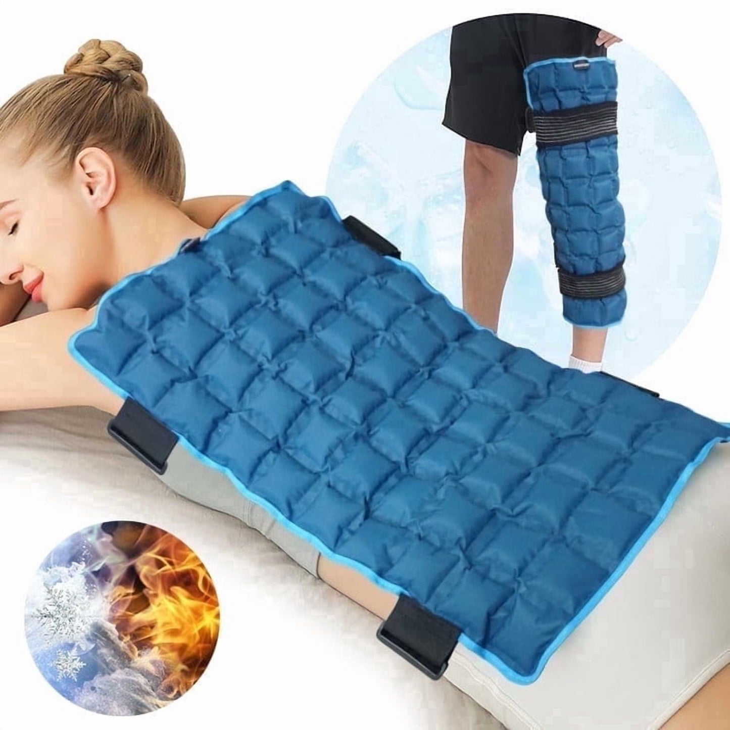 Full Back Ice Pack, Reusable Large Gel Ice Wrap for Back Relief, Ice Gel Pack with 2 Rejustable Straps, 13”x 22”Cold Compress Gel Cold Pack for Full Body, Knee, Hip Leg - Blue