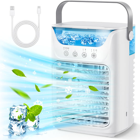 DREAMSOME Portable Air Conditioner, 3-in-1 Cooling Fan, 3 Speeds & 2 Mist Modes , 2/4/6H Timer, 700ml WaterTank, USB Powered Evaporative Air for Bedroom Office Desk