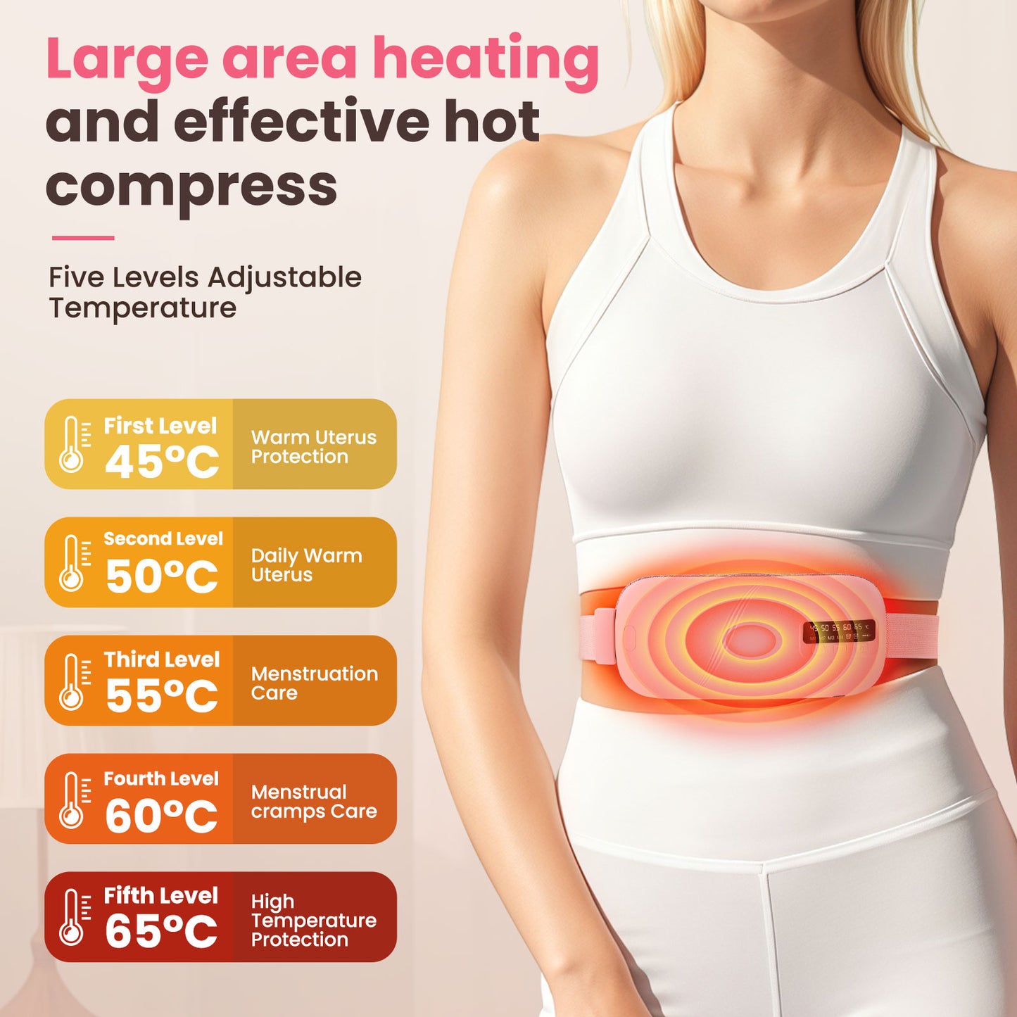 DREAMSOME Portable Heating Pad, 5 Heat 4 Massage Modes, Upgraded Cordless Electric Fast Heating Pad Abdomen Massager, Gifts for Her, Women and Girlfriend, Pink