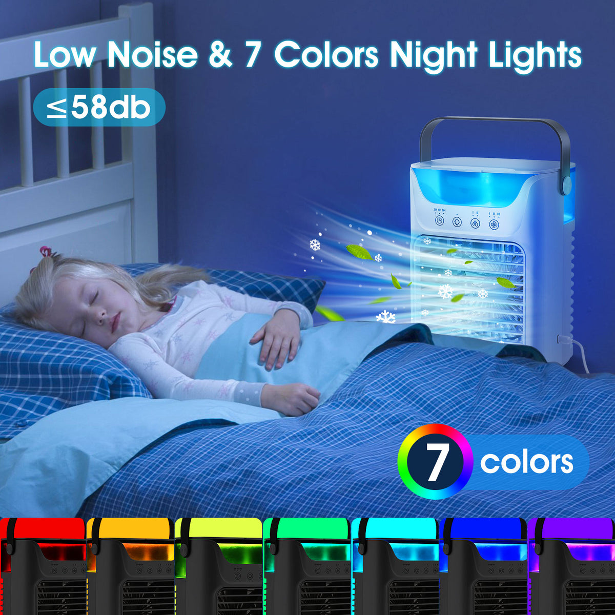 DREAMSOME Portable Air Conditioner, 3-in-1 Cooling Fan, 3 Speeds & 2 Mist Modes , 2/4/6H Timer, 700ml WaterTank, USB Powered Evaporative Air for Bedroom Office Desk