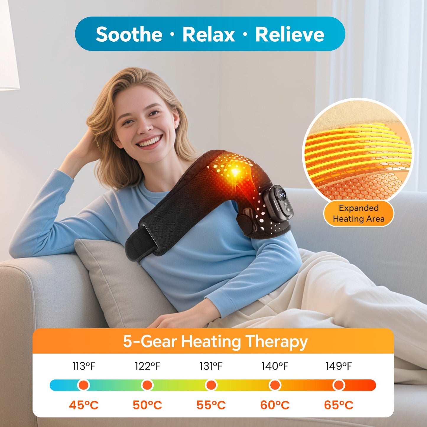Heated Shoulder Wrap with Remote Controller, Heated Shoulder Brace Shoulder Massager with 4 Motors Vibration, Cordless Shoulder Heating Pad with 5 Heat, Fit Left Right