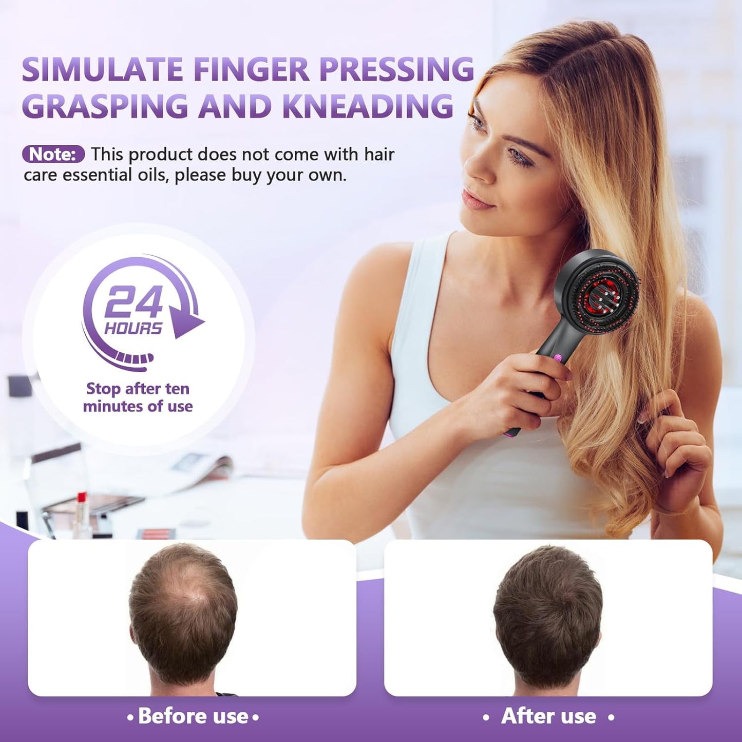 3 in 1 Electric Scalp Massager and Hair Oil Applicator, Scalp Massage Brush Oil Applicator Liquid Dispenser, IPX7 Waterproof, Hair Scrubber Scalp Massage Tool for Home and Travel Use